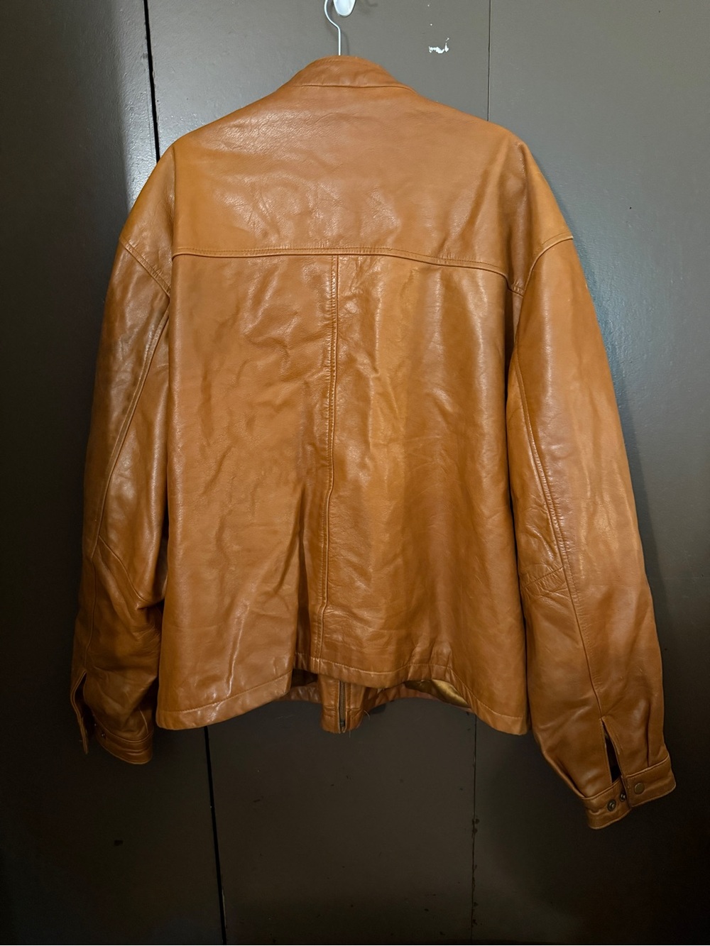 Ambition Men's Cognac Brown Leather Bomber Jacket - Picture 3 of 3
